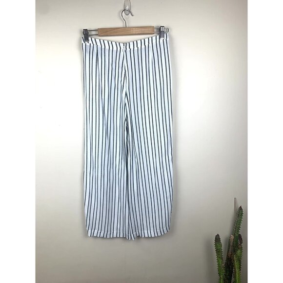 REFORMATION Eadie Baggy Cropped Striped‎ Pants JAILBIRD Black White Size S - Picture 4 of 12